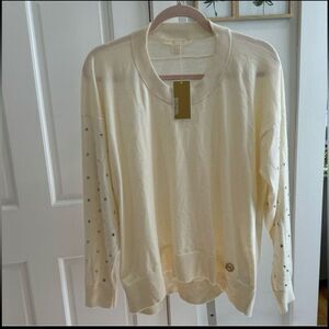 Michael Michael Kors Studded Sleeve Sweater – Bone White – Size L - NWT
